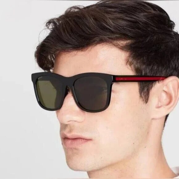 Gucci Other - Gucci Men's Sunglasses Black Green Polarized Rectangle GG0003S 52mm 52-21-145